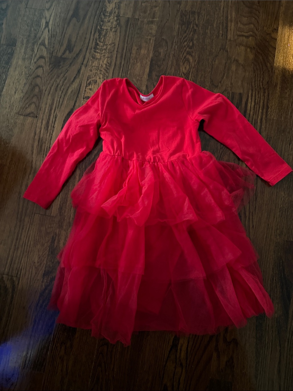 Kids Red Layered Tulle Party Dress - Brand Unspecified